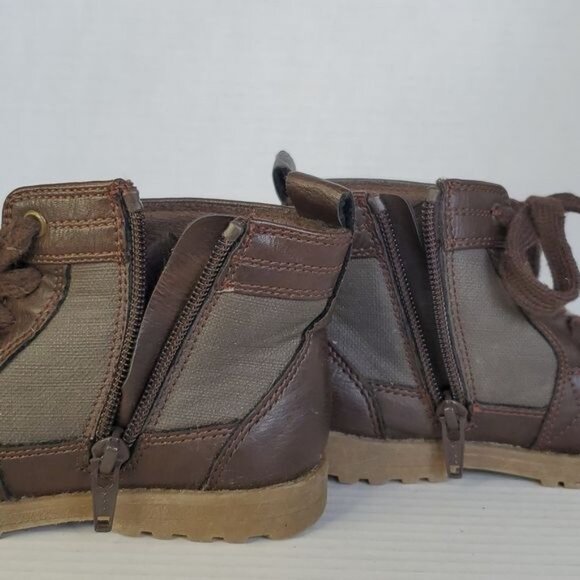 THE Children's Place Brown Ankle Boots Shoes Vegan Leather Zip Lace Up KIDS 9 - Picture 10 of 13